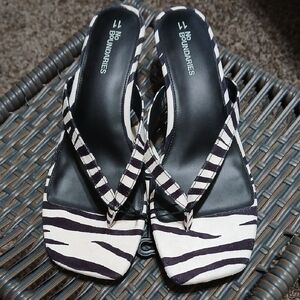 No Boundaries 11 Zebra Striped Kitten Heel Sandals